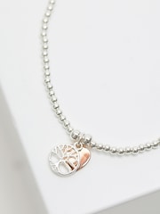 Simply Silver Sterling Silver Tone 925 Polished Mini Tree of Love And Heart Stretch Bracelet - Image 2 of 4