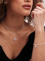 Simply Silver Sterling Silver Tone 925 Polished Mini Tree of Love And Heart Stretch Bracelet - Image 4 of 4