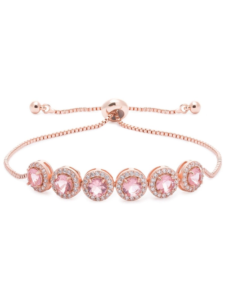 Jon Richard Rose Gold Plated Pink Pave Toggle Bracelet - Image 1 of 1