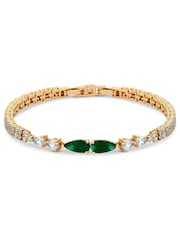 Jon Richard Gold Tone Cubic Zirconia Emerald Green Pear Gift Boxed Bracelet - Image 1 of 2