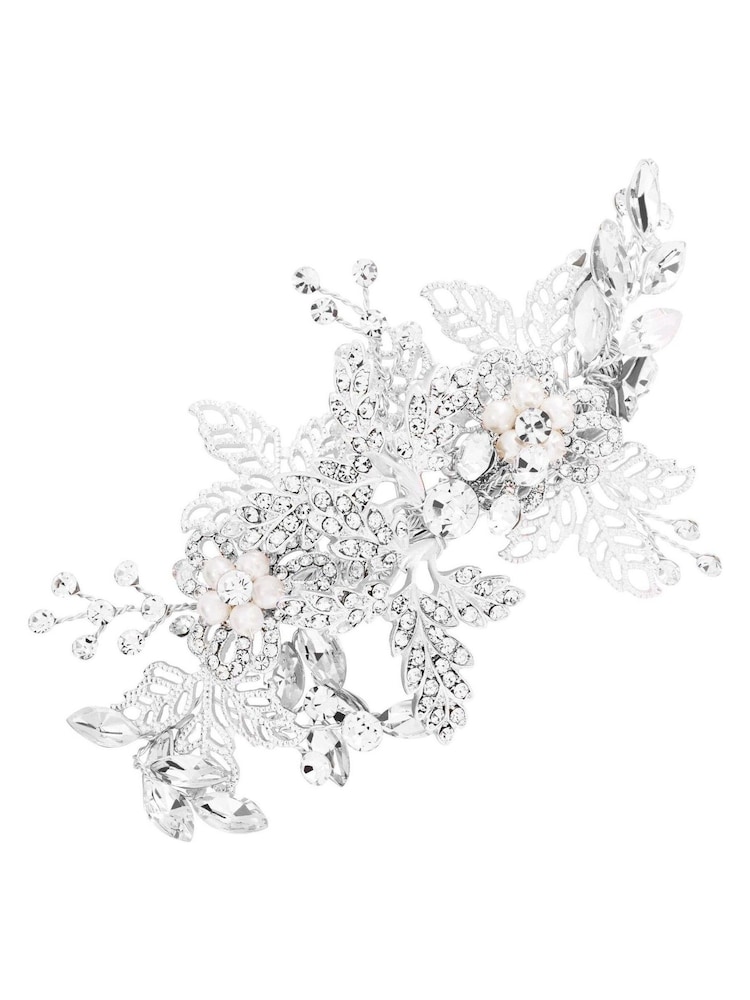 Jon Richard Silver Tone Suzie Open Leaf And Crystal Clip - Image 1 of 3 Jon Richard Silver Tone Suzie Open Leaf And Crystal Clip - Image 1 of 3