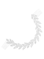 Jon Richard Silver Crystal Eva Leaf Double Comb - Image 1 of 3