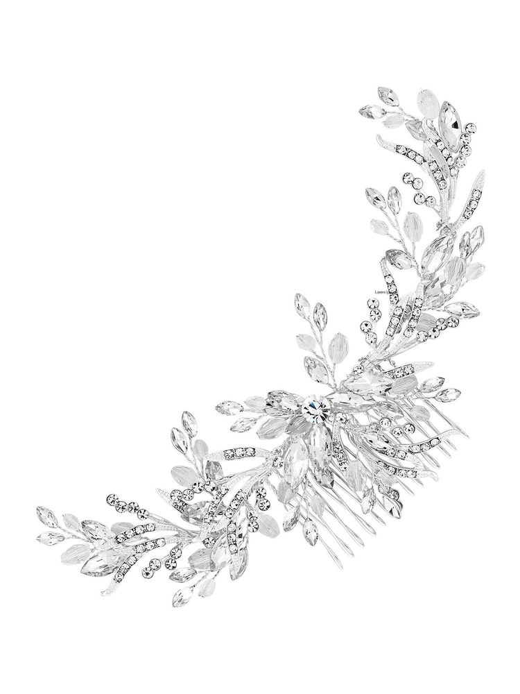 Peigne Jon Richard couronne feuilles à perles de cristaux - Image 2 de 2