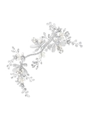 Jon Richard Silver Tone Silver Painted Leaves And Crystal Bead Dogclip - Gift Pouch - Image 1 of 3