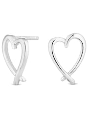 Simply Silver Sterling Silver Tone 925 Open Crossover Heart Stud Earrings - Image 1 of 2