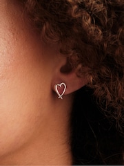 Simply Silver Sterling Silver Tone 925 Open Crossover Heart Stud Earrings - Image 2 of 2
