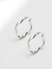 Simply Silver Sterling Silver 925 Square Twist Hoop Earrings - Image 1 of 3
