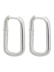 Simply Silver Sterling Silver Tone 925 Mini Rectangle Hoop Earrings - Image 1 of 1