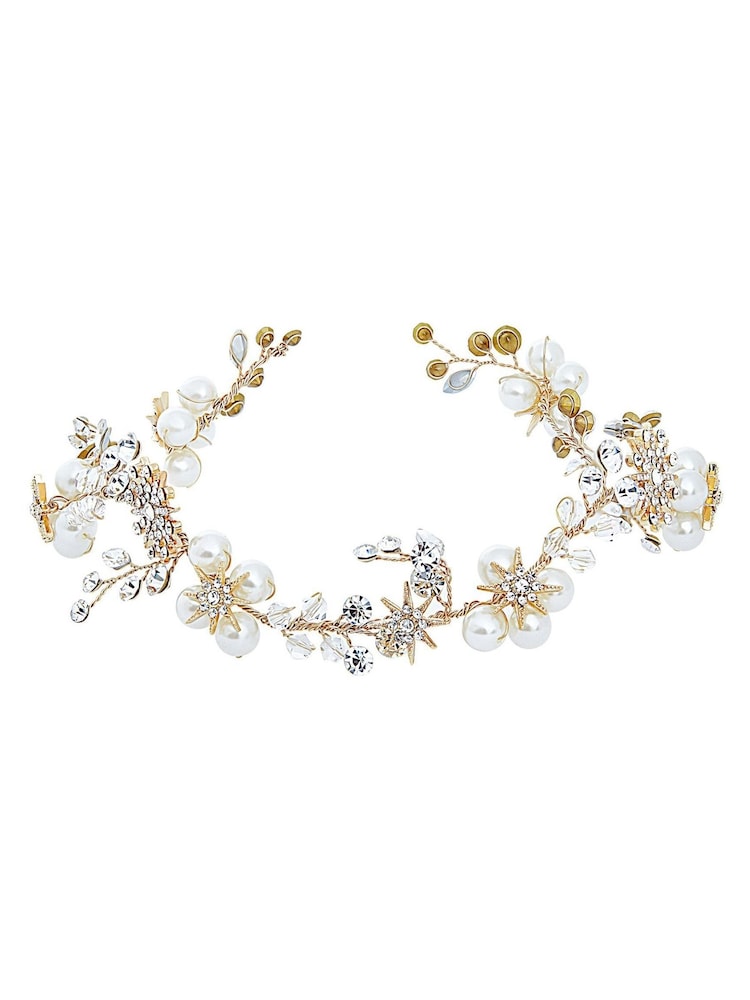 Jon Richard Gold Tone Star And Pearl Hair Vine - Gift Pouch - Image 1 of 3