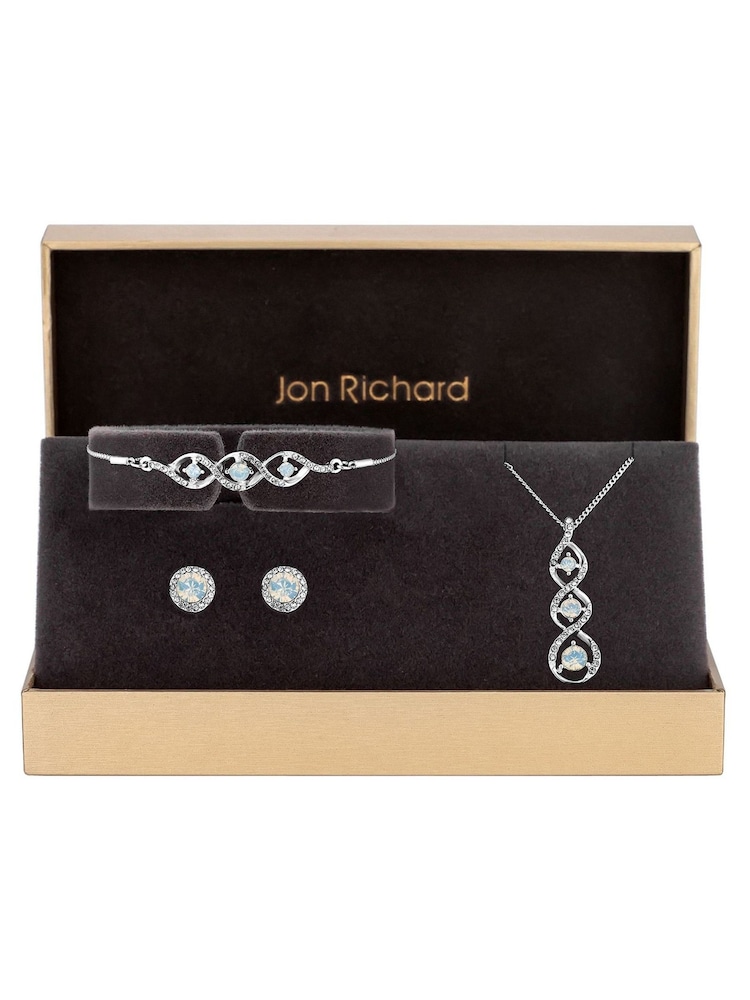 Jon Richard Silver Tone Opal Trio Gift Boxed Set - Image 1 of 4