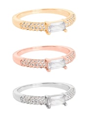Jon Richard Tri Tone Plated Cubic Zirconia Centre Stone Ring - Image 1 of 1