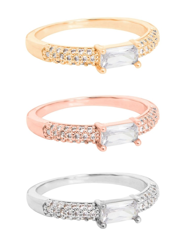 Jon Richard Tri Tone Plated Cubic Zirconia Centre Stone Ring - Image 1 of 1