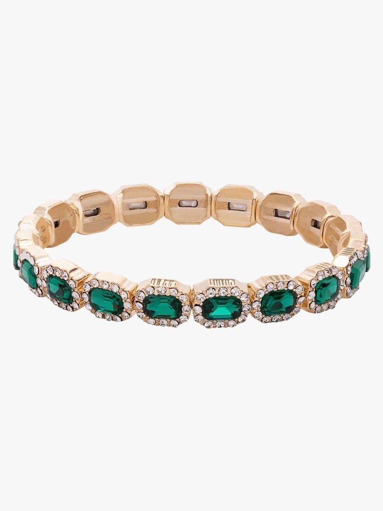 Jon Richard Green Emerald Crystal Rectangle Stretch Bracelet - Image 4 of 4 Jon Richard Green Emerald Crystal Rectangle Stretch Bracelet - Image 4 of 4