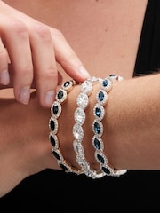 Jon Richard Silver Tone Plated Crystal Navette Stretch Bracelet - Image 2 of 3