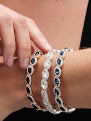 Jon Richard Silver Tone Plated Crystal Navette Stretch Bracelet - Image 3 of 3