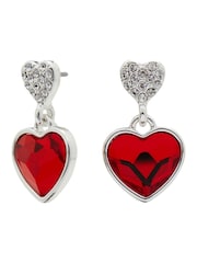 Jon Richard Red Silver Plated Dancing Heart Drop Earrings - Image 1 of 3