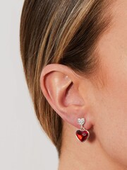 Jon Richard Red Silver Plated Dancing Heart Drop Earrings - Image 3 of 3