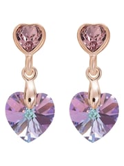 Jon Richard Pink Rose Gold PlatedHeart Drop Earrings - Image 1 of 2