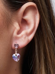 Jon Richard Pink Rose Gold PlatedHeart Drop Earrings - Image 2 of 2