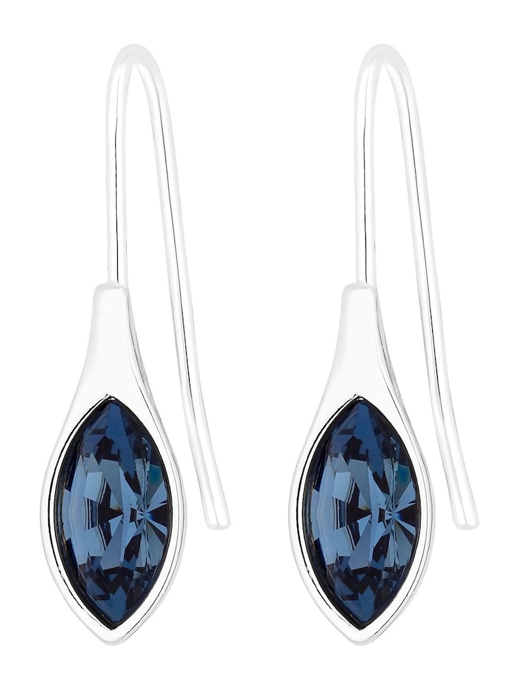 Jon Richard Blue Silver Plated Denim Polished Drop Earrings - Image 1 of 2