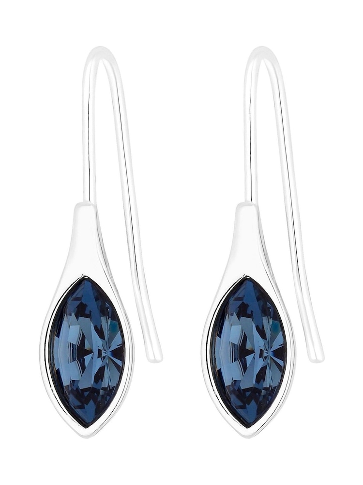 Jon Richard Blue Silver Plated Denim Polished Drop Earrings - Image 2 of 2
