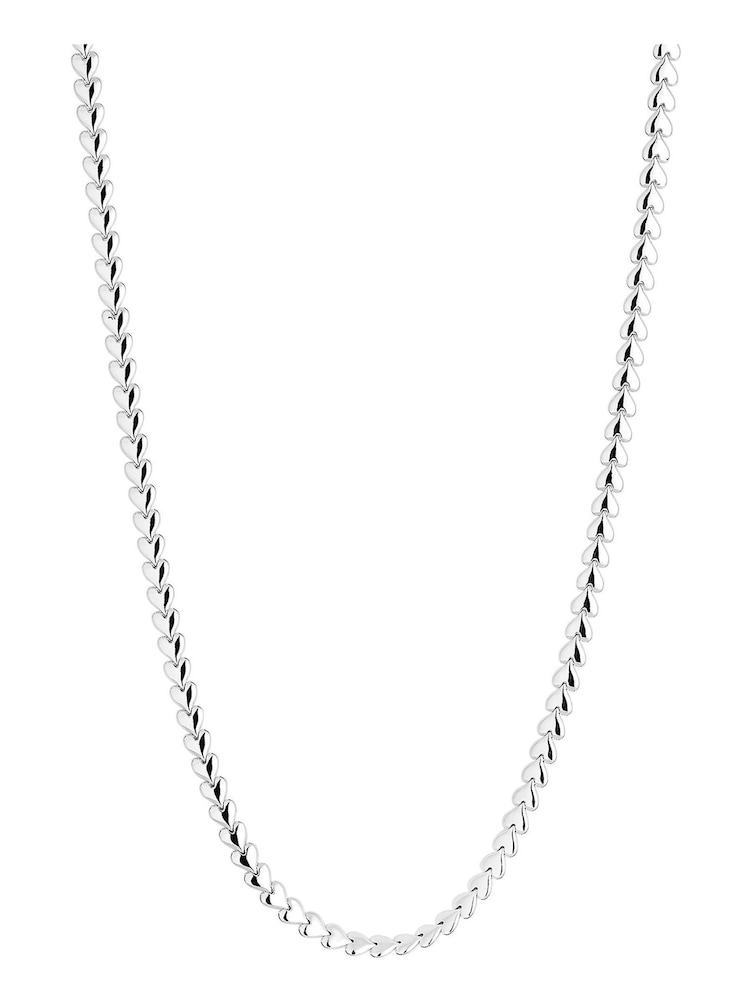 Simply Silver Silver Tone Heart Row Allway Necklace - Image 1 of 2