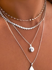 Simply Silver Silver Tone Heart Row Allway Necklace - Image 2 of 2