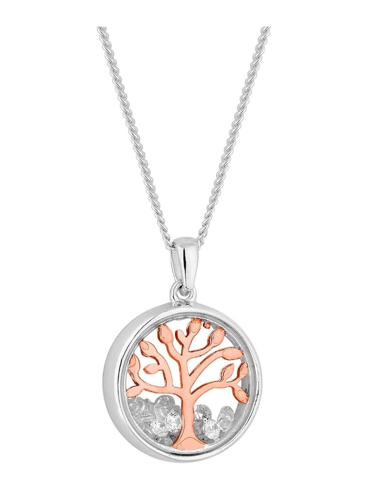 Simply Silver Sterling Silver Tone 14ct Rose Gold Plated 925 Tree of Love Shaker Pendant Necklace - Image 2 of 2