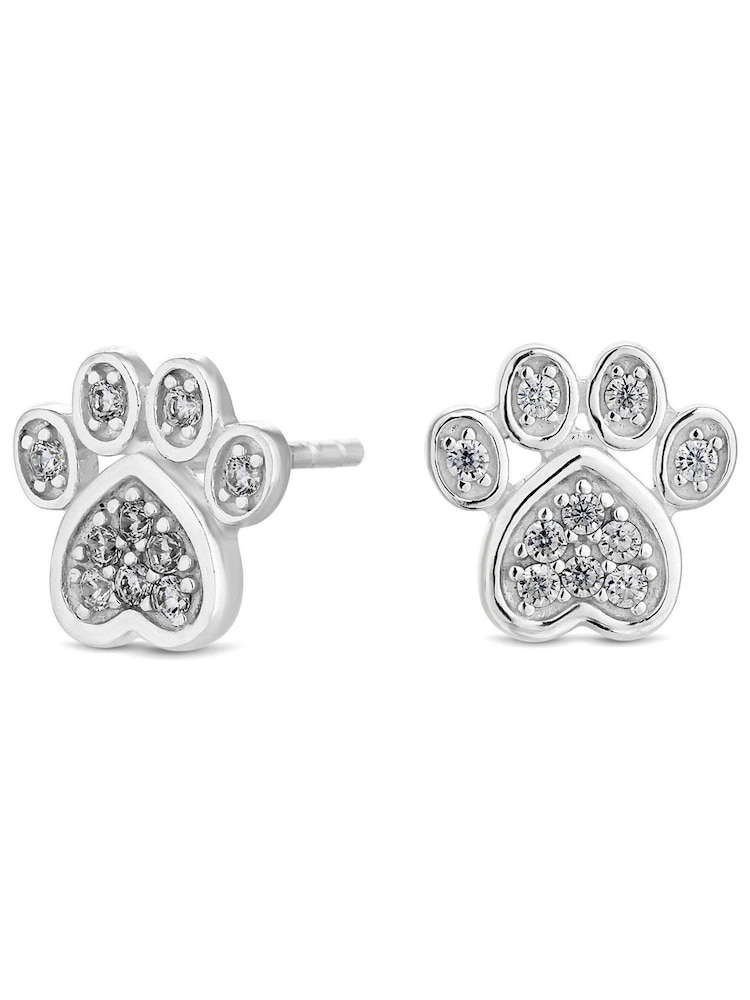 Simply Silver Silver Tone 925 Cubic Zirconia Paw Print Stud Earrings - Image 2 of 2