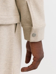 Reiss Oatmeal Melange Gray Herringbone Press-Stud Polo Sweatshirt - Image 6 of 8
