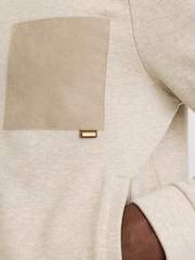 Reiss Oatmeal Melange Gray Herringbone Patch-Pocket Zip-Through Jacket - Image 4 of 8