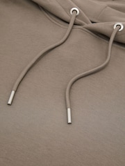 Reiss Mushroom Brown Falco Premium Interlock Relaxed-Fit Hoodie - Image 10 of 10