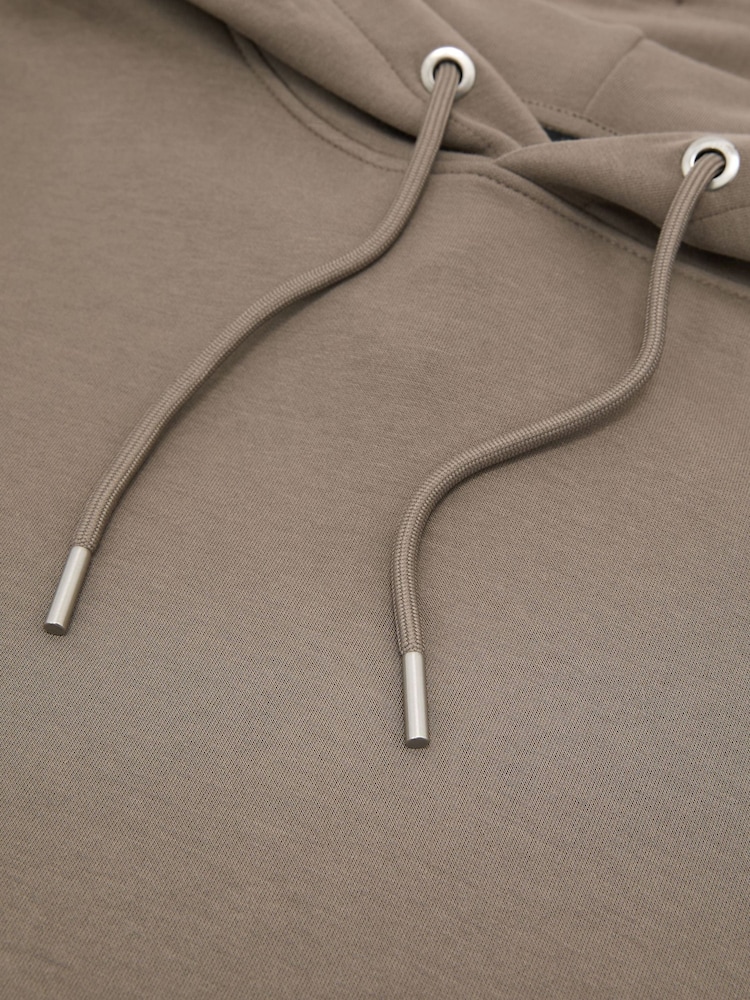 Reiss Mushroom Brown Falco Premium Interlock Relaxed-Fit Hoodie - Image 10 of 10 Reiss Mushroom Brown Falco Premium Interlock Relaxed-Fit Hoodie - Image 10 of 10