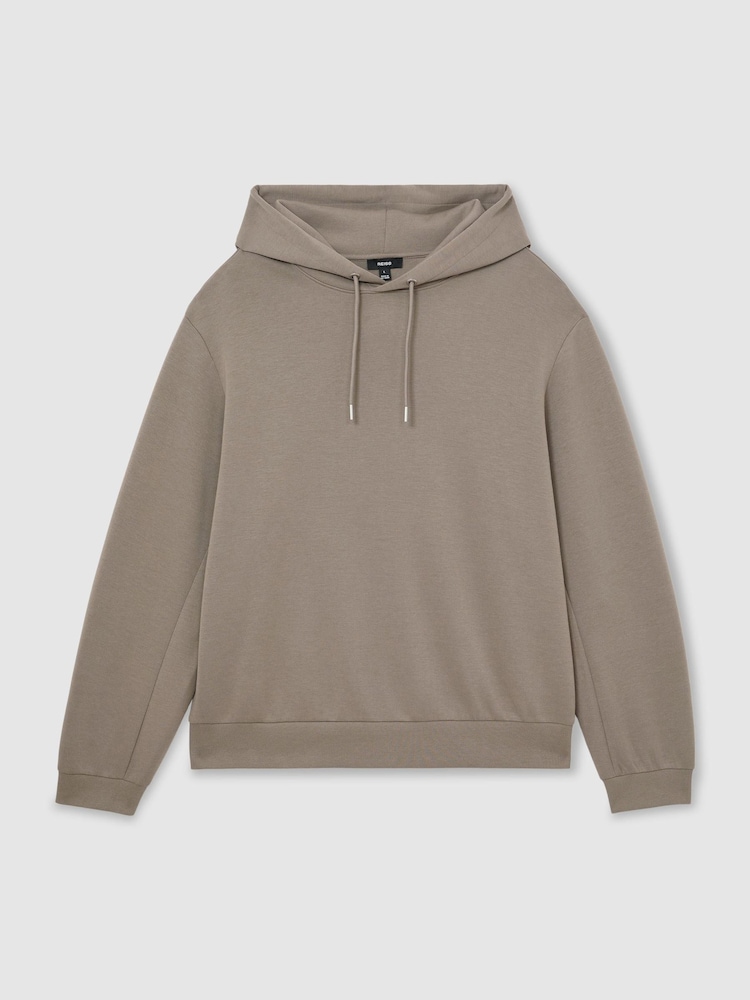 Reiss Mushroom Brown Falco Premium Interlock Relaxed-Fit Hoodie - Image 2 of 10 Reiss Mushroom Brown Falco Premium Interlock Relaxed-Fit Hoodie - Image 2 of 10