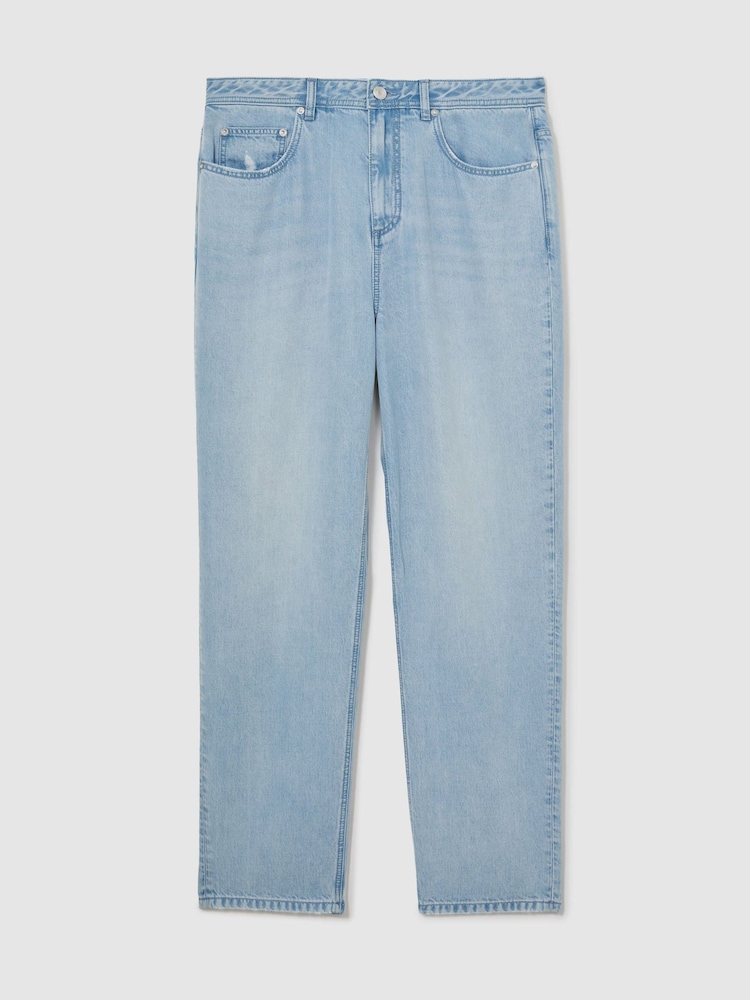 Reiss Light Wash Blue Sloane Relaxed Straight-Fit Distressed Jeans - Image 2 of 7