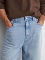 Reiss Light Wash Blue Sloane Relaxed Straight-Fit Distressed Jeans - Image 4 of 7
