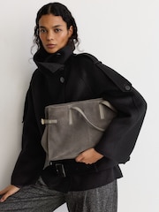 Reiss Grey Elise Suede Medium Tote Bag - Image 1 of 6