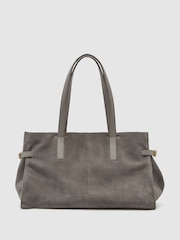 Reiss Grey Elise Suede Medium Tote Bag - Image 2 of 6