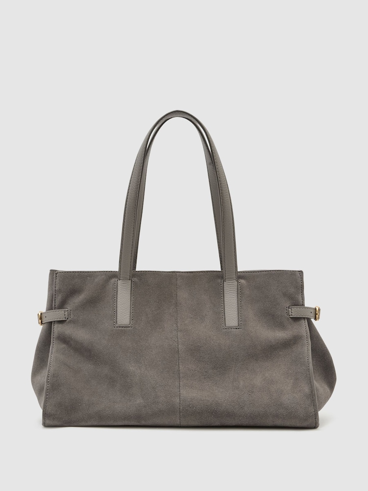 Reiss Grey Elise Suede Medium Tote Bag - Image 2 of 6 Reiss Grey Elise Suede Medium Tote Bag - Image 2 of 6