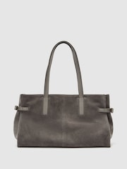 Reiss Grey Elise Suede Medium Tote Bag - Image 4 of 6