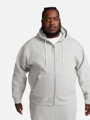 Nike Grey Solo Swoosh Full Zip Fleece Hoodie - Image 1 of 10