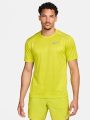 Nike Yellow Dri-FIT Miler Breathe Running T-Shirt - Image 1 of 8