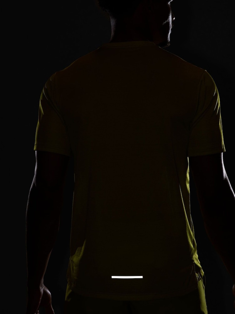Nike Yellow Dri-FIT Miler Breathe Running T-Shirt - Image 7 of 8