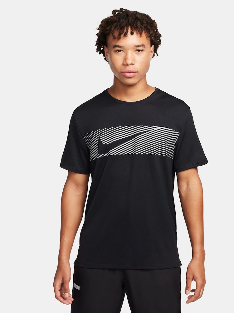 Nike Black Miler Flash Running T-Shirt - Image 1 of 9