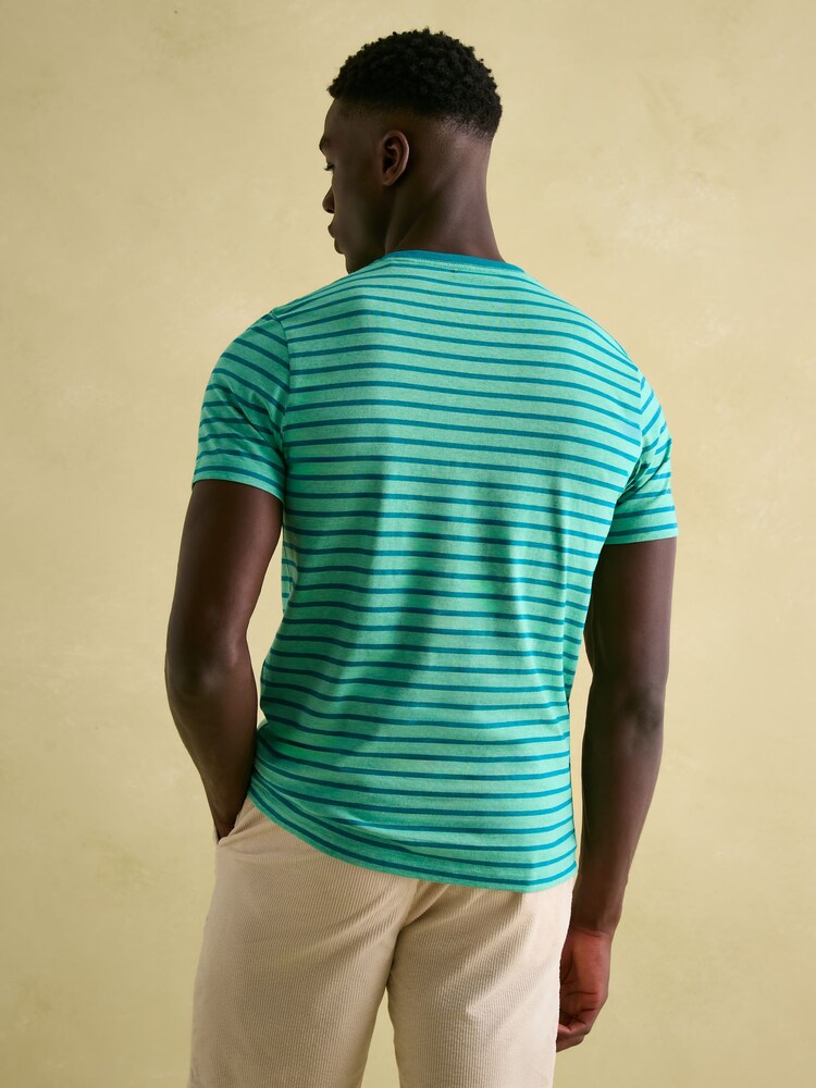 Joules Boathouse Green Stripe Jersey Crew Neck T-Shirt - Image 2 of 7 Joules Boathouse Green Stripe Jersey Crew Neck T-Shirt - Image 2 of 7