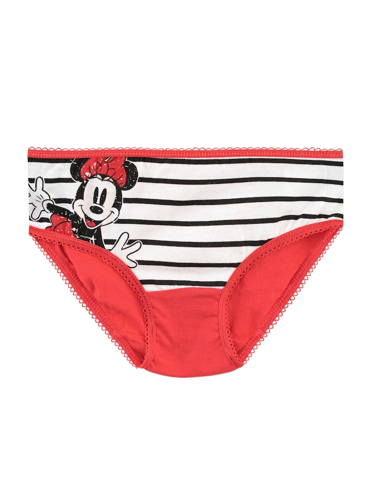 Character Red Minnie Mouse 100% Cotton Briefs 5 Pack - Image 5 of 5