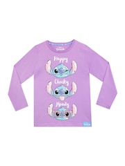 Character Purple Lilo And Stitch Happy Cheeky Moody 100% Cotton Pyjamas - Image 2 of 8
