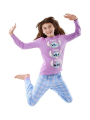 Character Purple Lilo And Stitch Happy Cheeky Moody 100% Cotton Pyjamas - Image 8 of 8