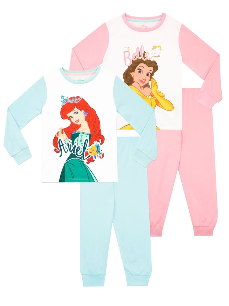 Character Disney Belle and Ariel Pyjamas 2 Pack - Image 1 of 5