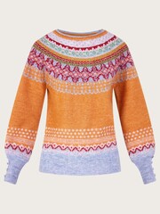 Monsoon Orange Fairisle Pattern Jumper - Image 1 of 5